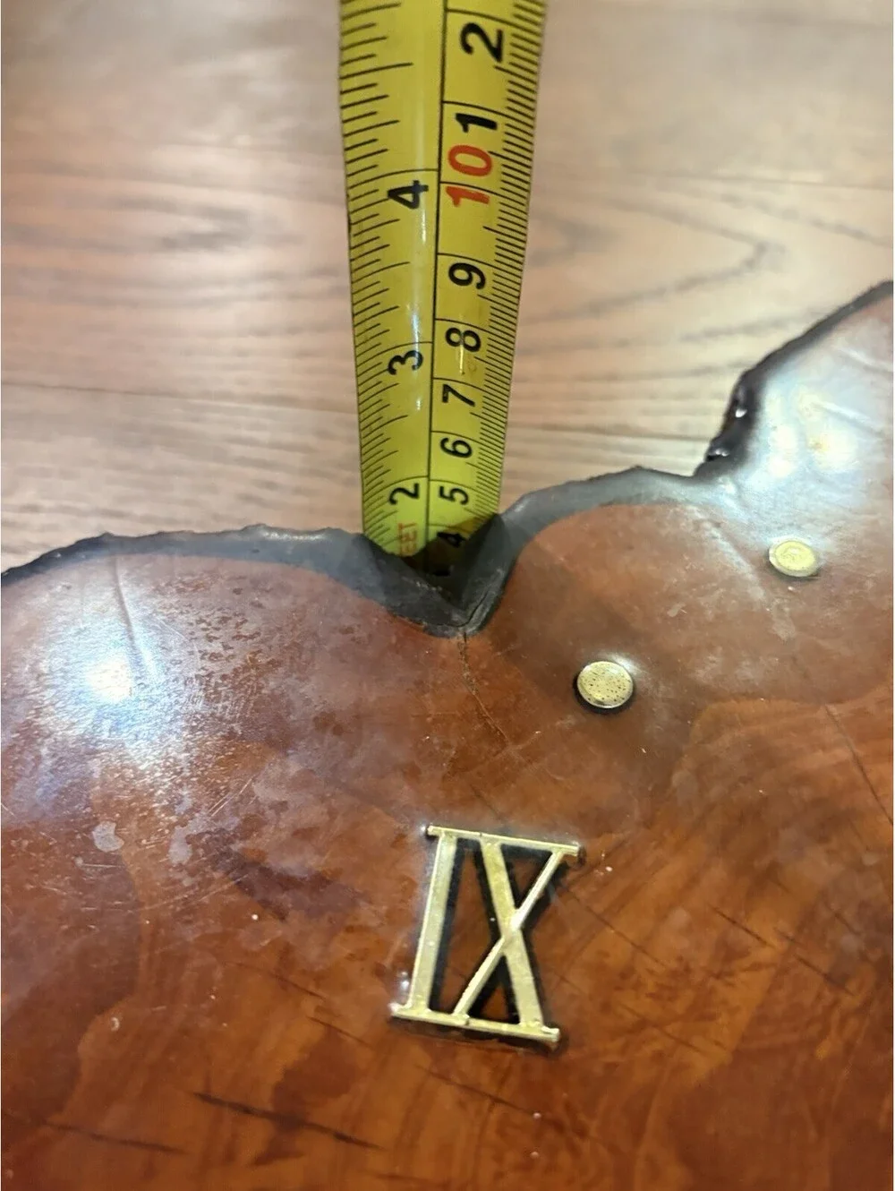 Vintage Wood Slab Live Edge Lacquer MCM Retro Wall Clock 13
